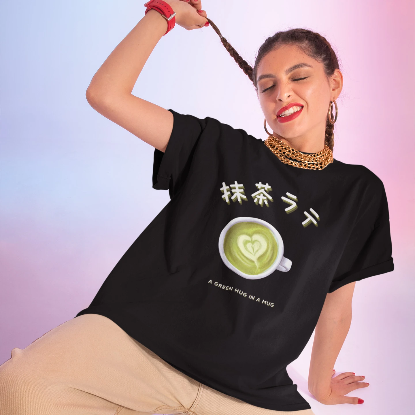 Matcha Green Hug | Unisex Jersey Short Sleeve Tee - Image 2