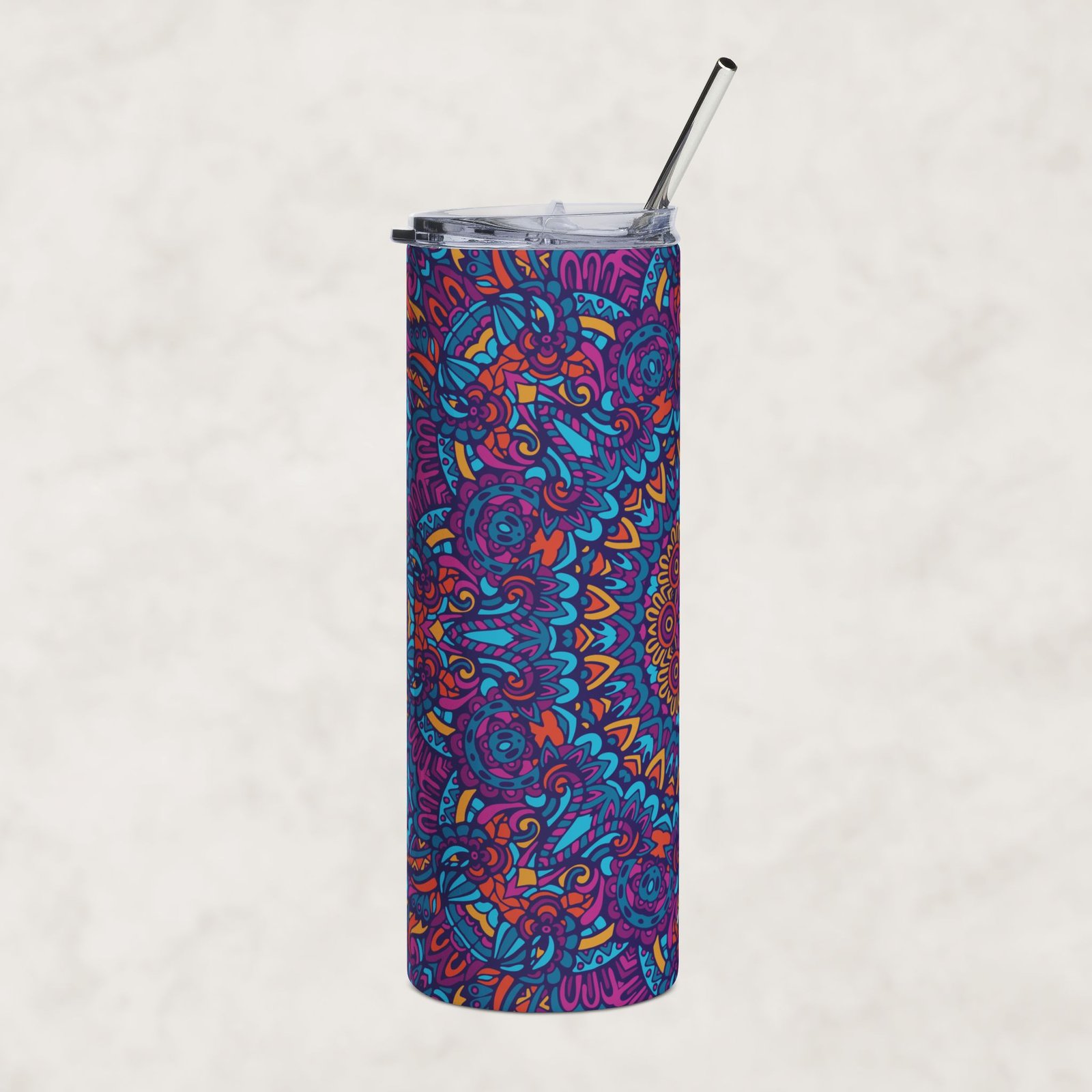 Electric Bloom Kaleidoscope | 20oz Stainless Steel Tumbler - Image 2