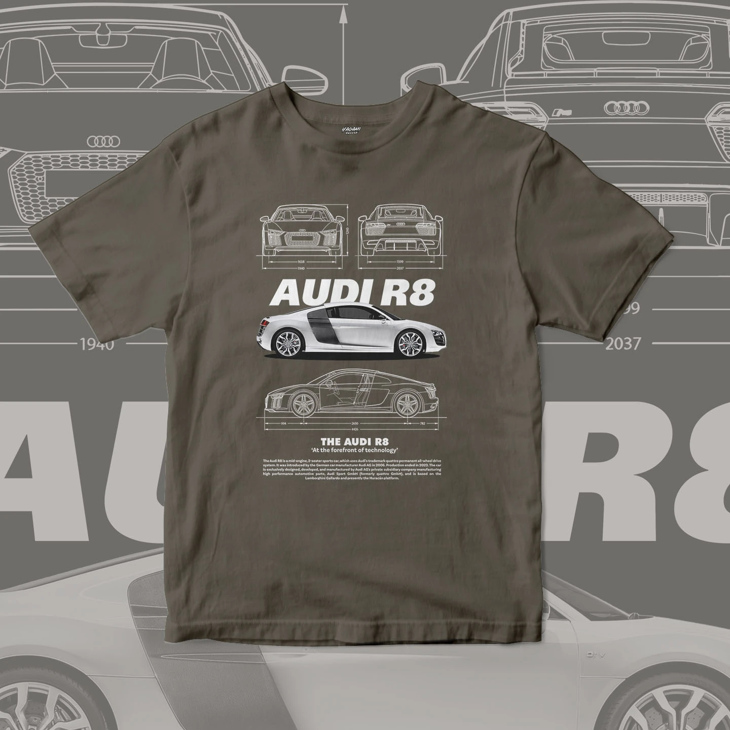 Midengine Supercar Blueprint | Unisex Jersey Short Sleeve Tee - Image 18