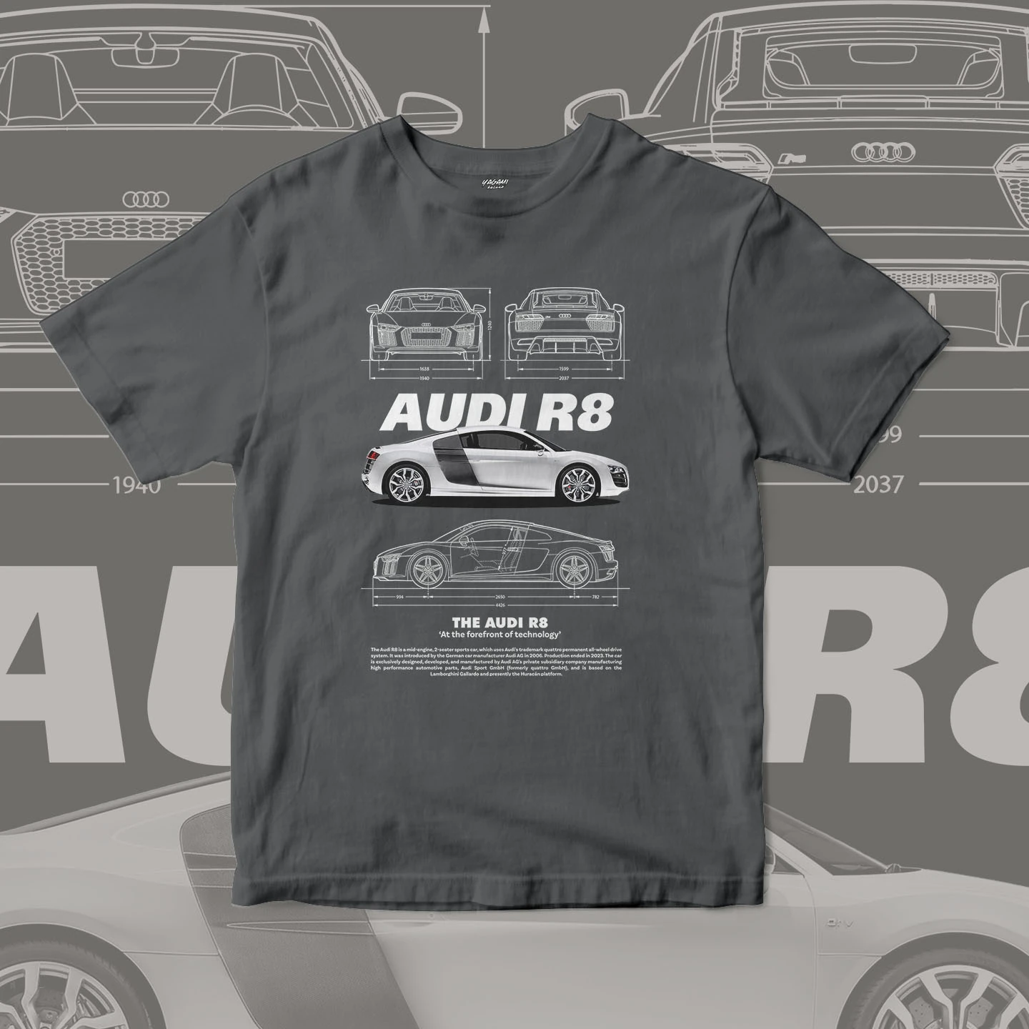 Midengine Supercar Blueprint | Unisex Jersey Short Sleeve Tee - Image 17