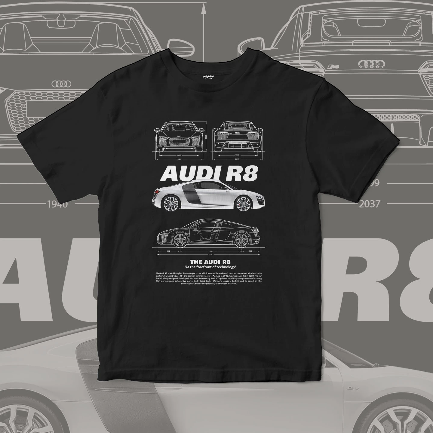 Midengine Supercar Blueprint | Unisex Jersey Short Sleeve Tee - Image 3