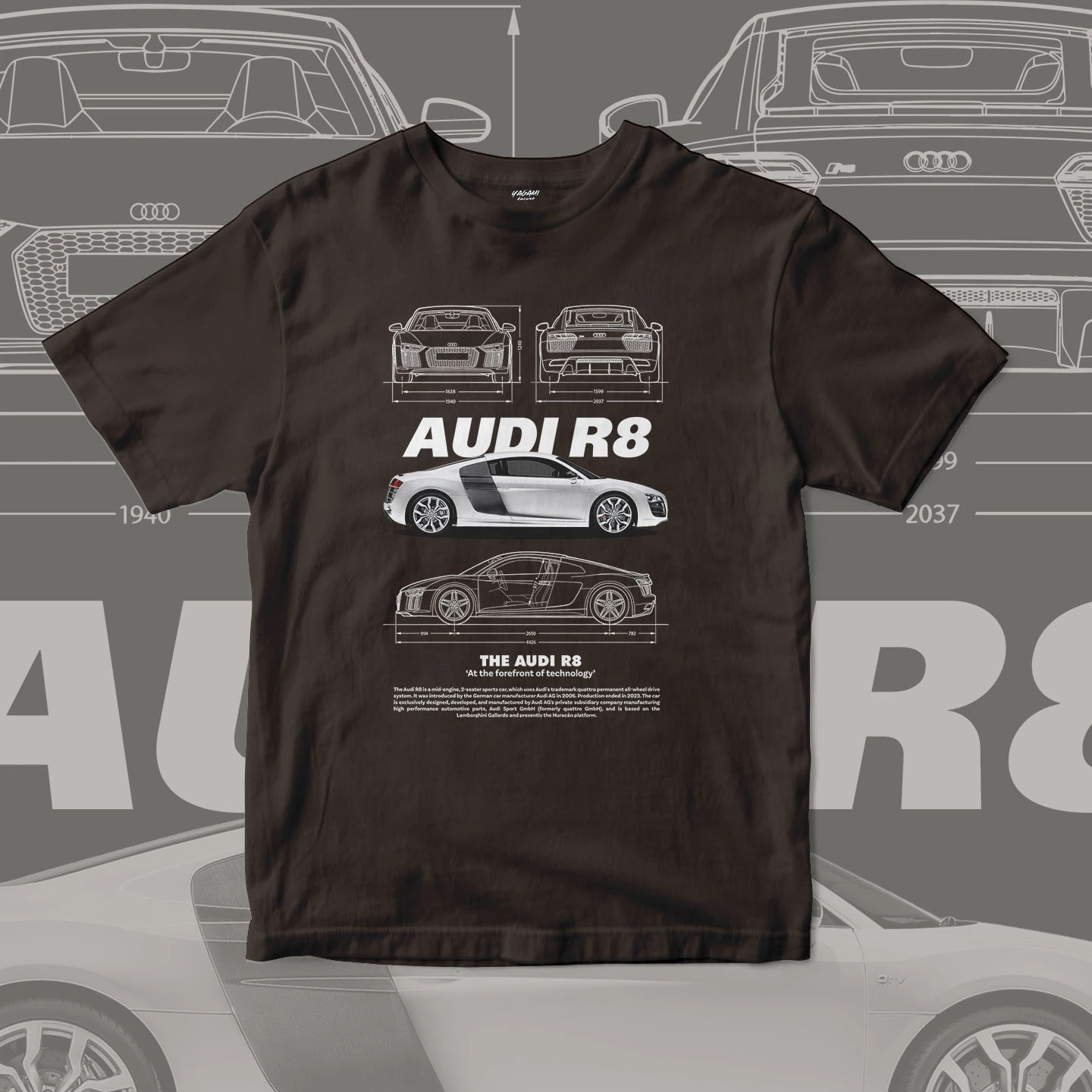 Midengine Supercar Blueprint | Unisex Jersey Short Sleeve Tee - Image 16
