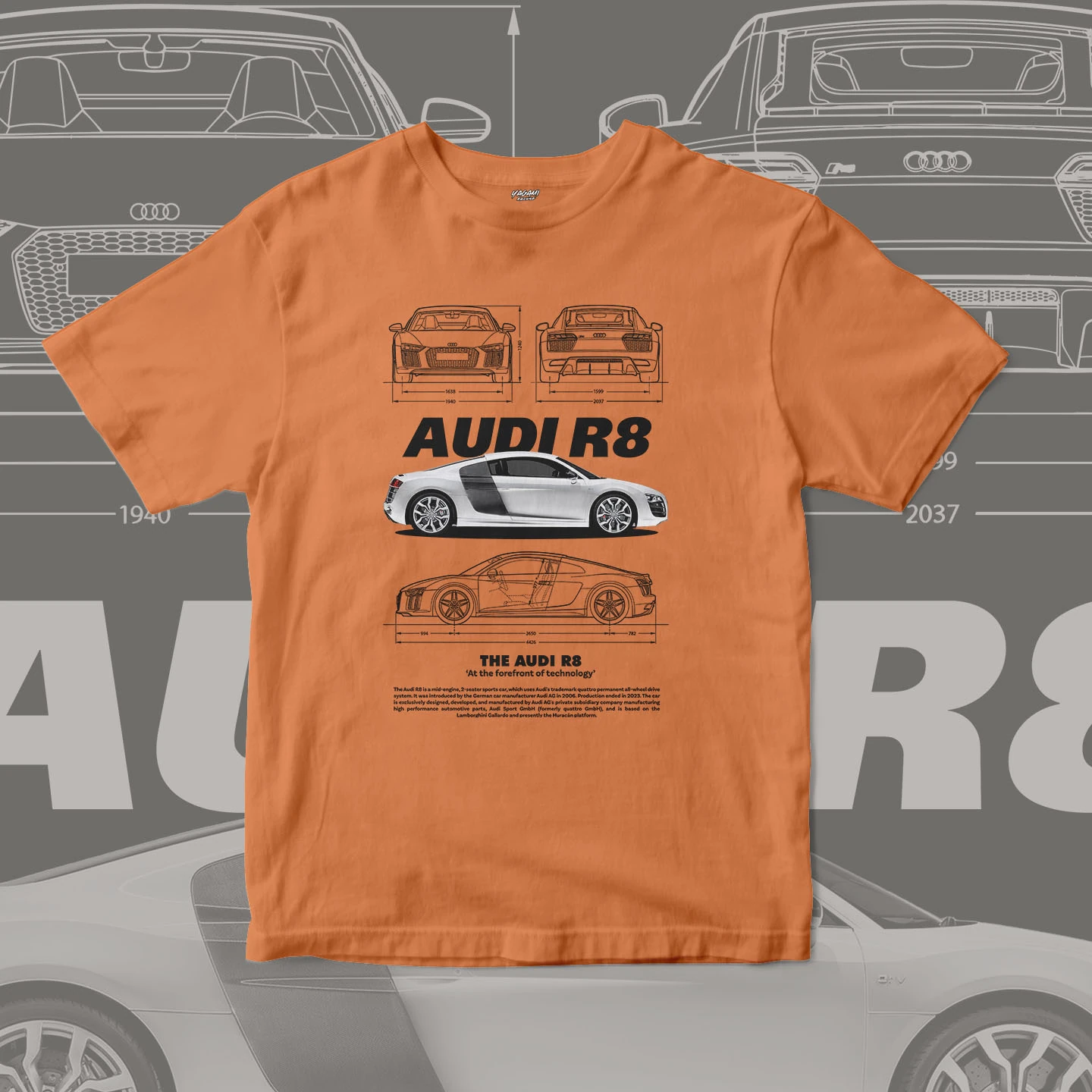 Midengine Supercar Blueprint | Unisex Jersey Short Sleeve Tee - Image 8