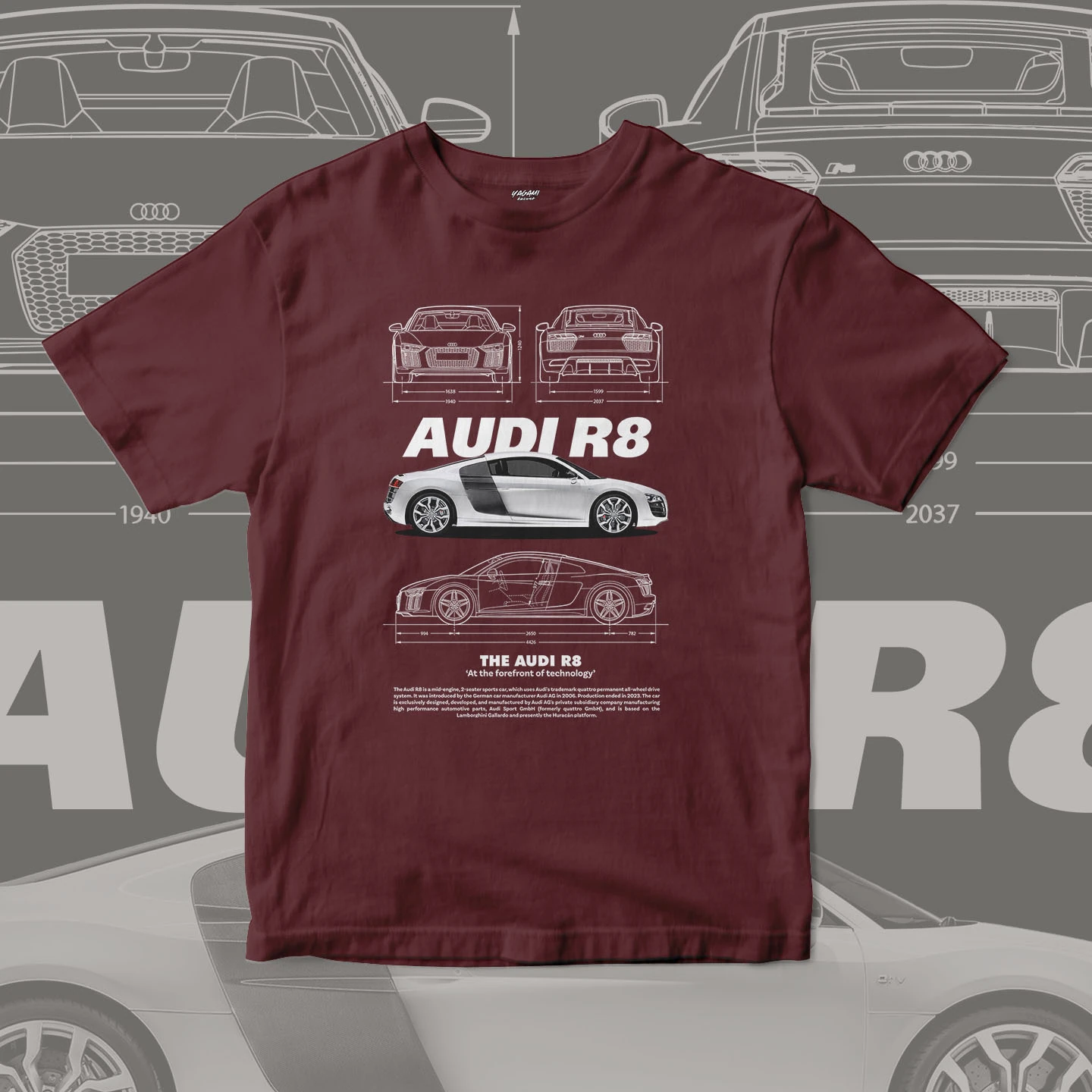 Midengine Supercar Blueprint | Unisex Jersey Short Sleeve Tee - Image 13