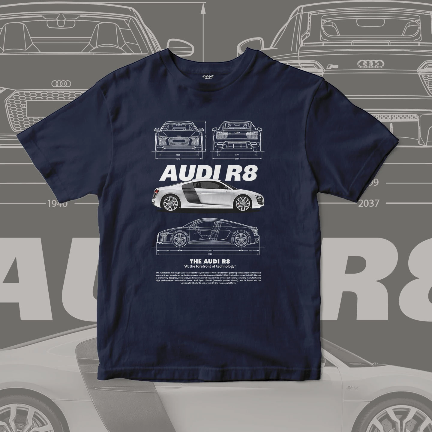 Midengine Supercar Blueprint | Unisex Jersey Short Sleeve Tee - Image 12