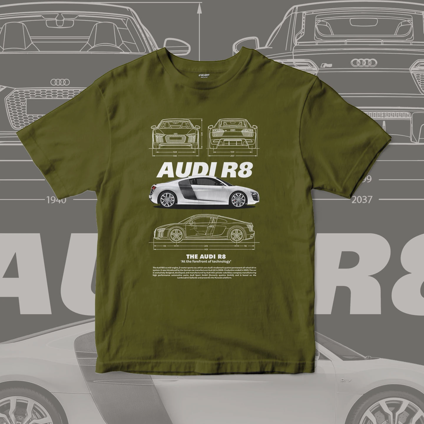 Midengine Supercar Blueprint | Unisex Jersey Short Sleeve Tee - Image 11