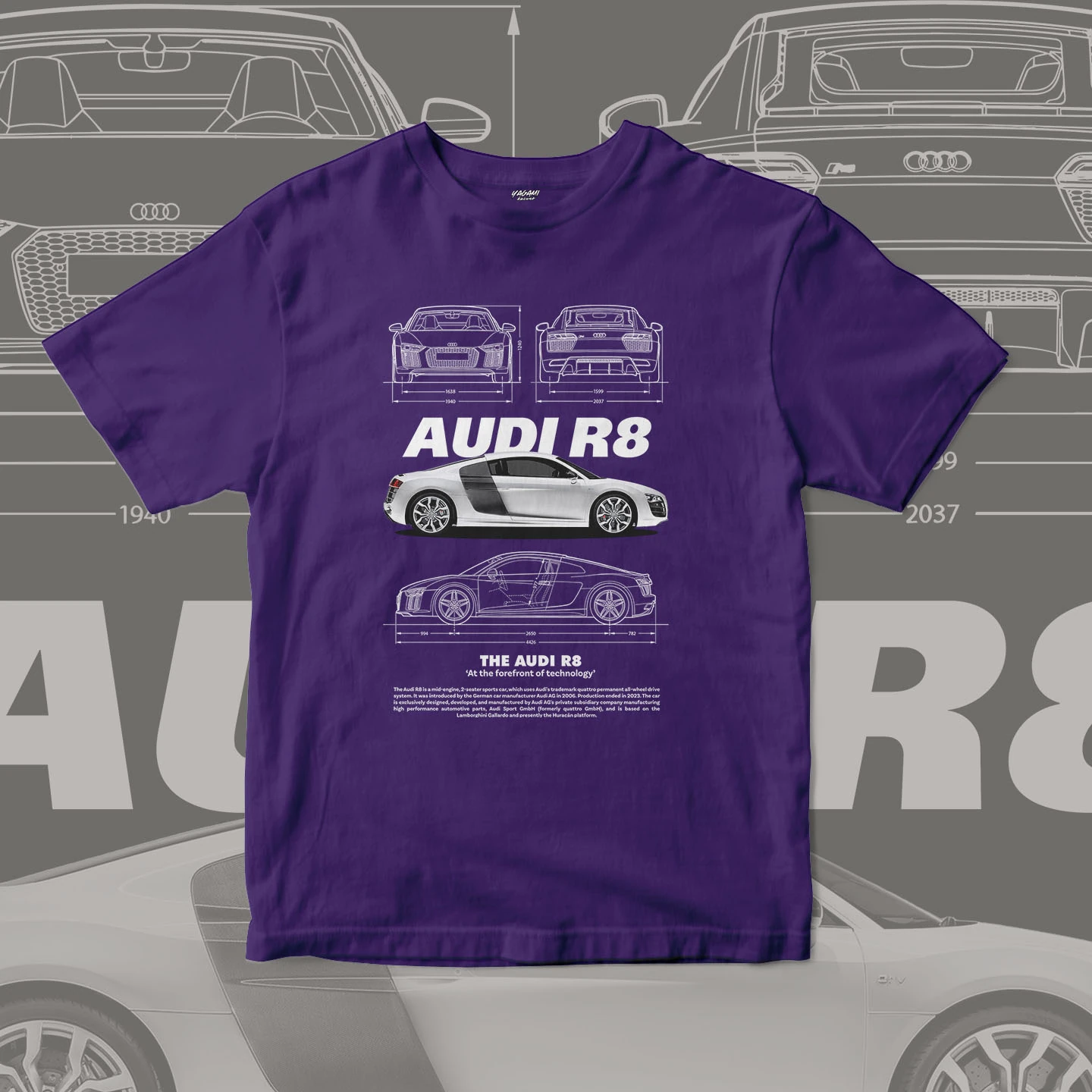 Midengine Supercar Blueprint | Unisex Jersey Short Sleeve Tee - Image 10