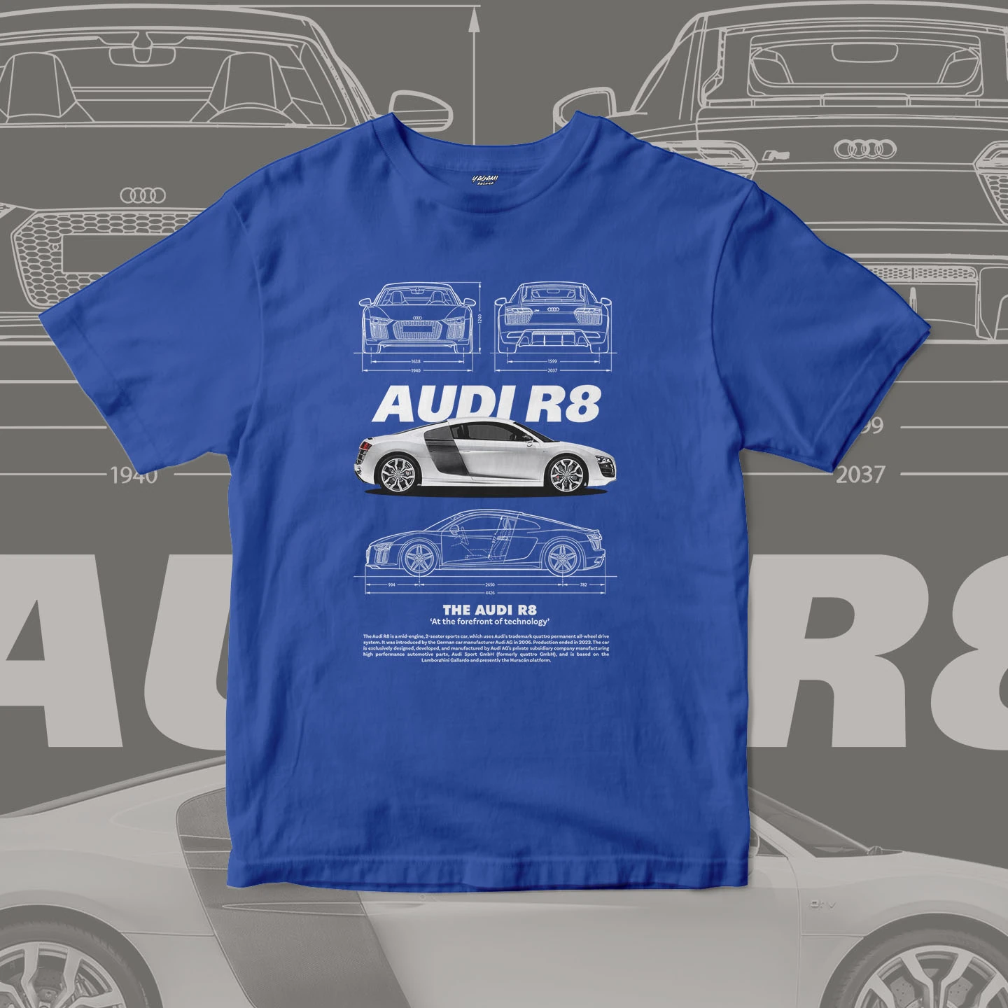 Midengine Supercar Blueprint | Unisex Jersey Short Sleeve Tee - Image 9