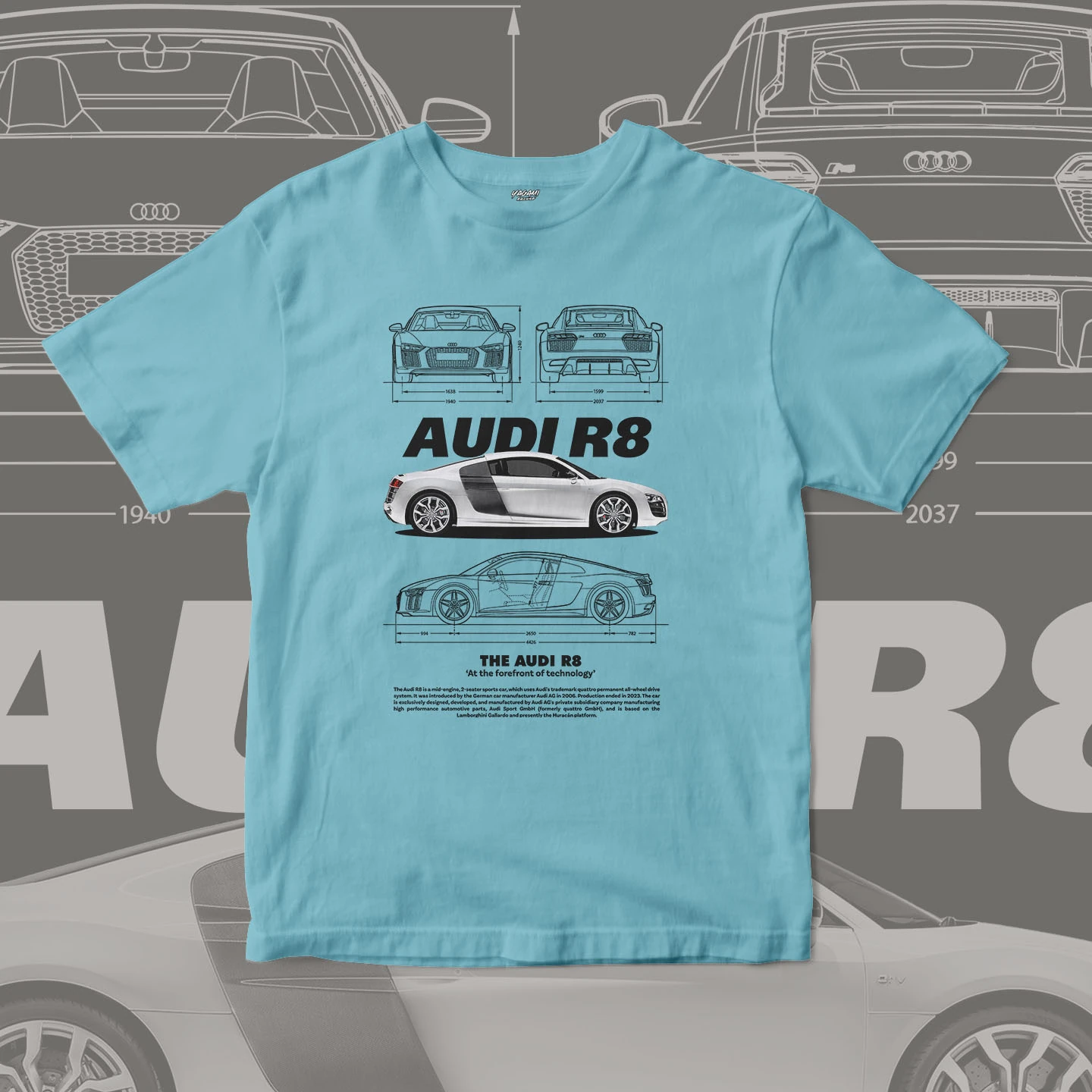 Midengine Supercar Blueprint | Unisex Jersey Short Sleeve Tee - Image 6