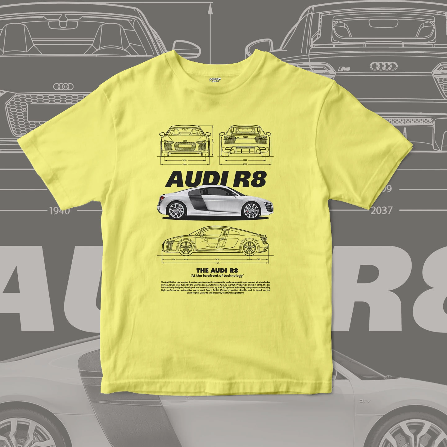 Midengine Supercar Blueprint | Unisex Jersey Short Sleeve Tee - Image 4