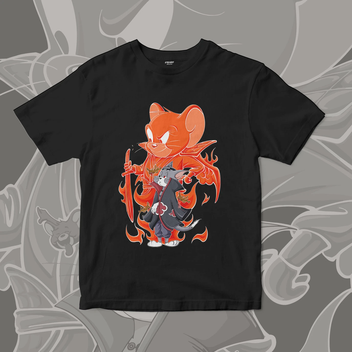 Tom Jerry Flame Ninja | Unisex Jersey Short Sleeve Tee - Image 3