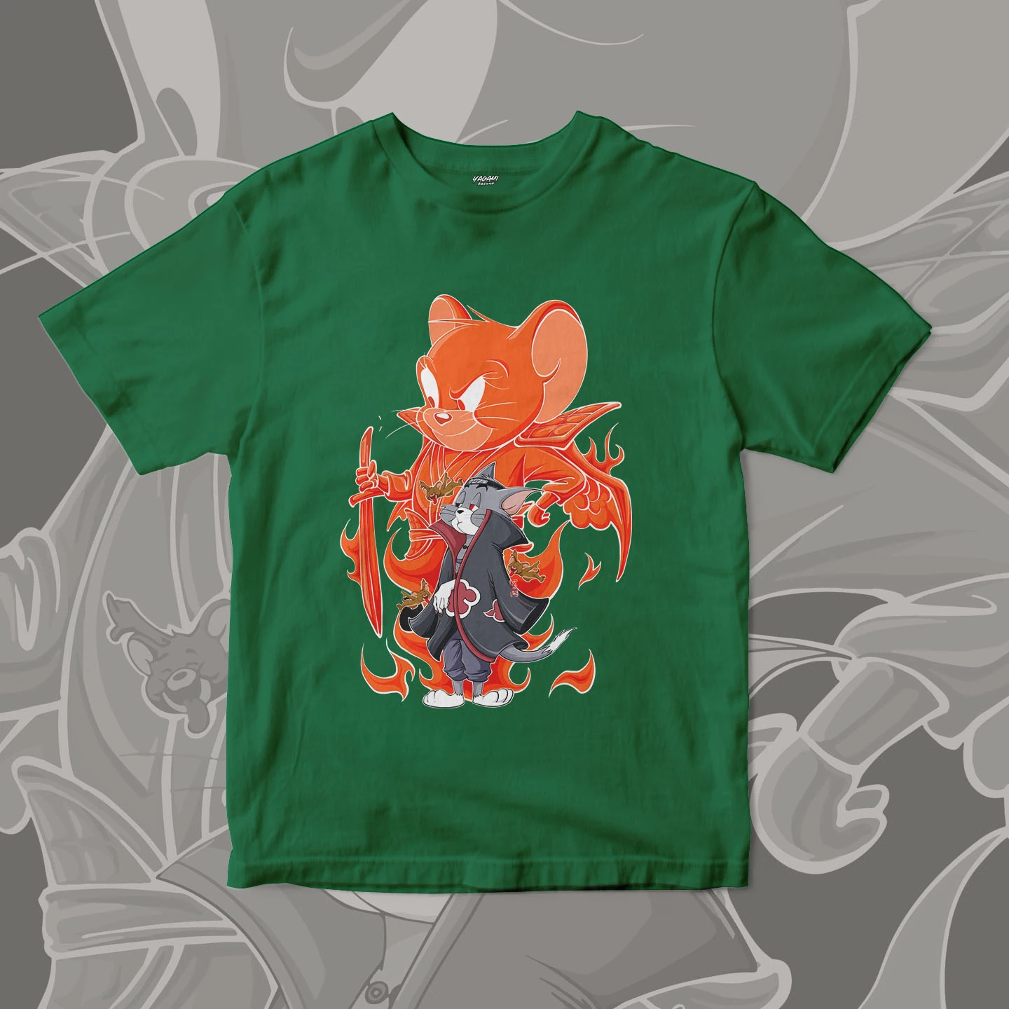 Tom Jerry Flame Ninja | Unisex Jersey Short Sleeve Tee - Image 9
