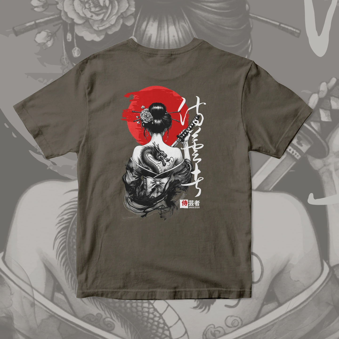 Samurai Geisha Dragon | Unisex Jersey Short Sleeve Tee - Image 16