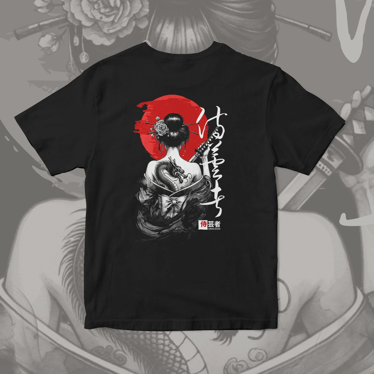 Samurai Geisha Dragon | Unisex Jersey Short Sleeve Tee - Image 5