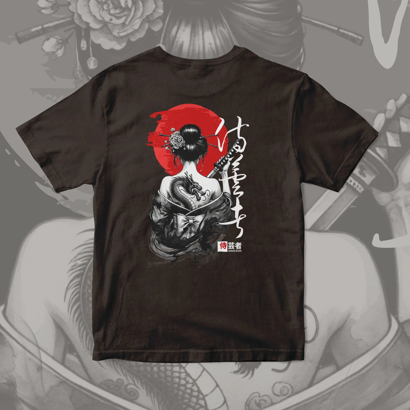 Samurai Geisha Dragon | Unisex Jersey Short Sleeve Tee - Image 14