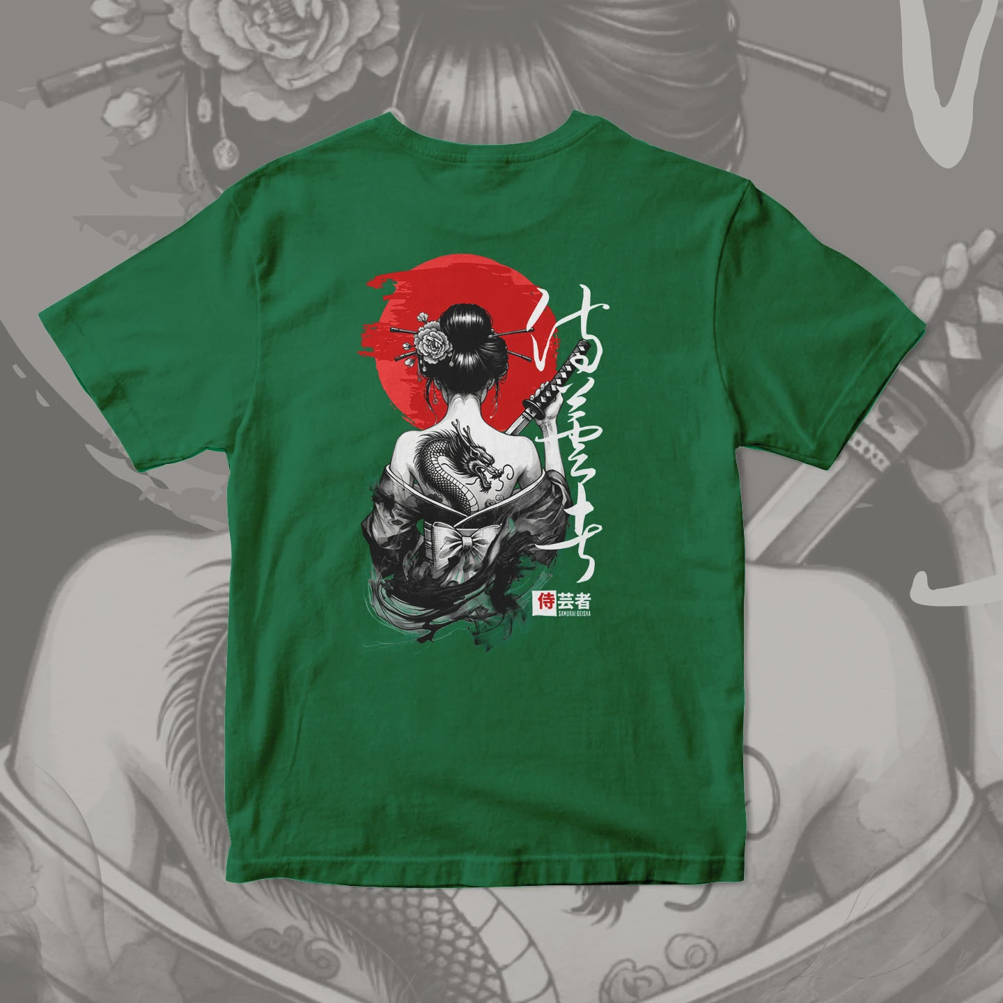 Samurai Geisha Dragon | Unisex Jersey Short Sleeve Tee - Image 11