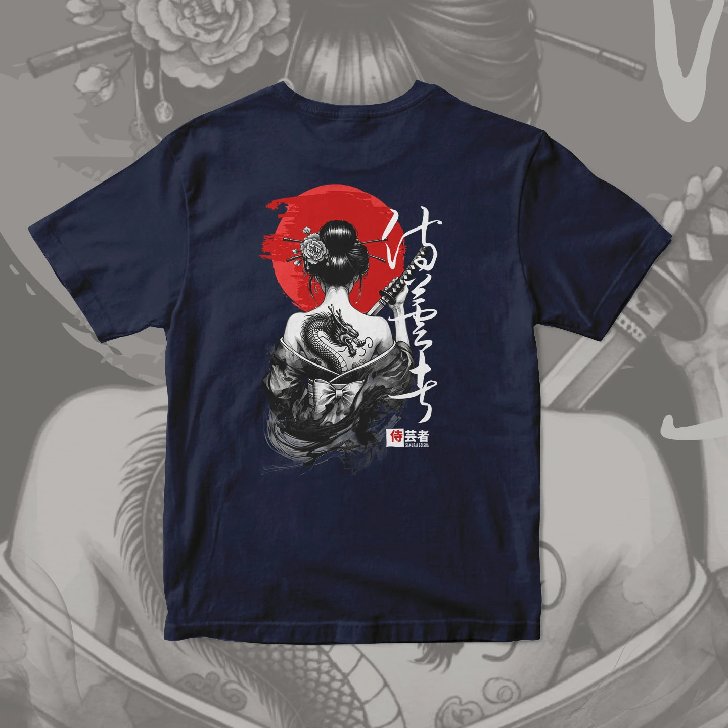 Samurai Geisha Dragon | Unisex Jersey Short Sleeve Tee - Image 9