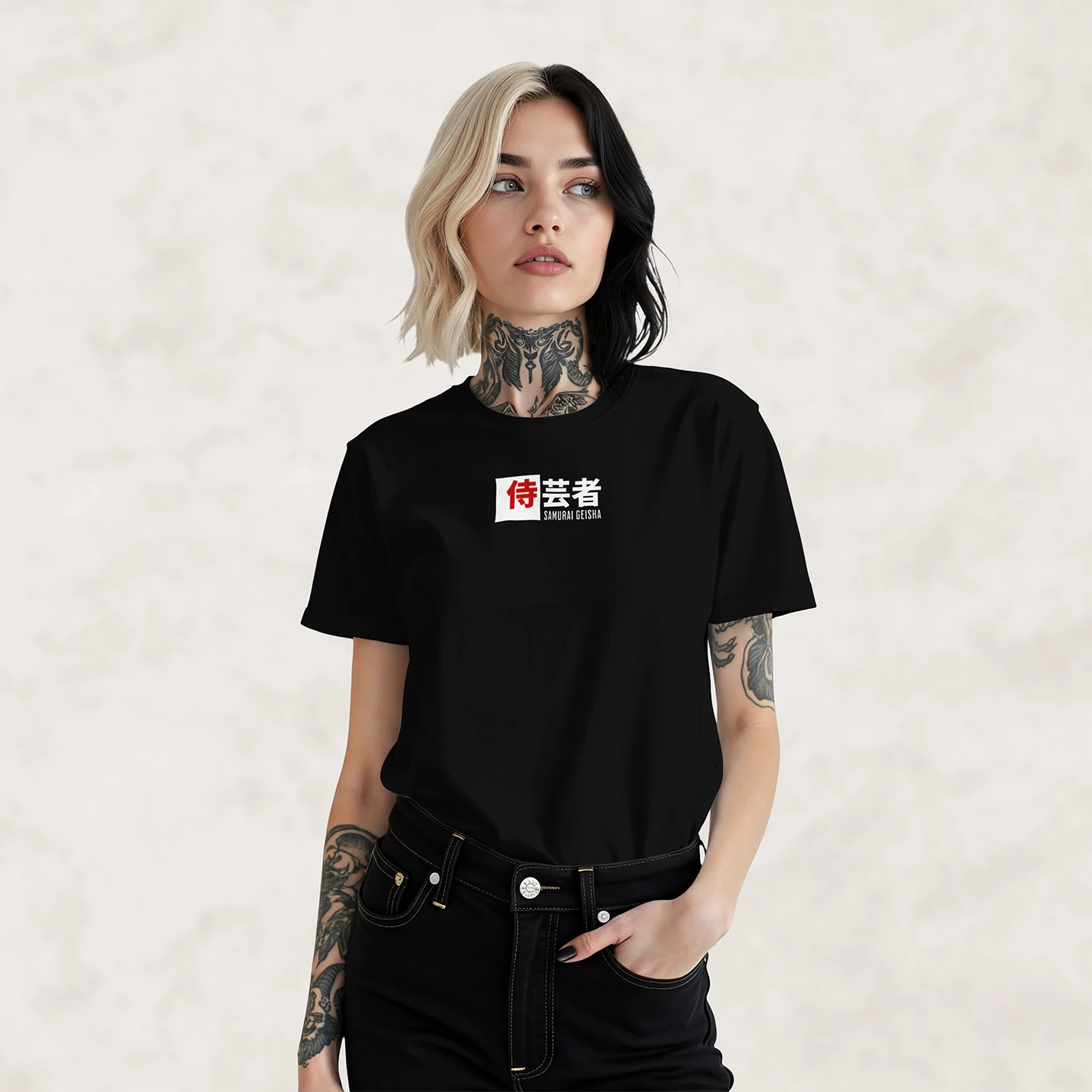 Samurai Geisha Dragon | Unisex Jersey Short Sleeve Tee - Image 2