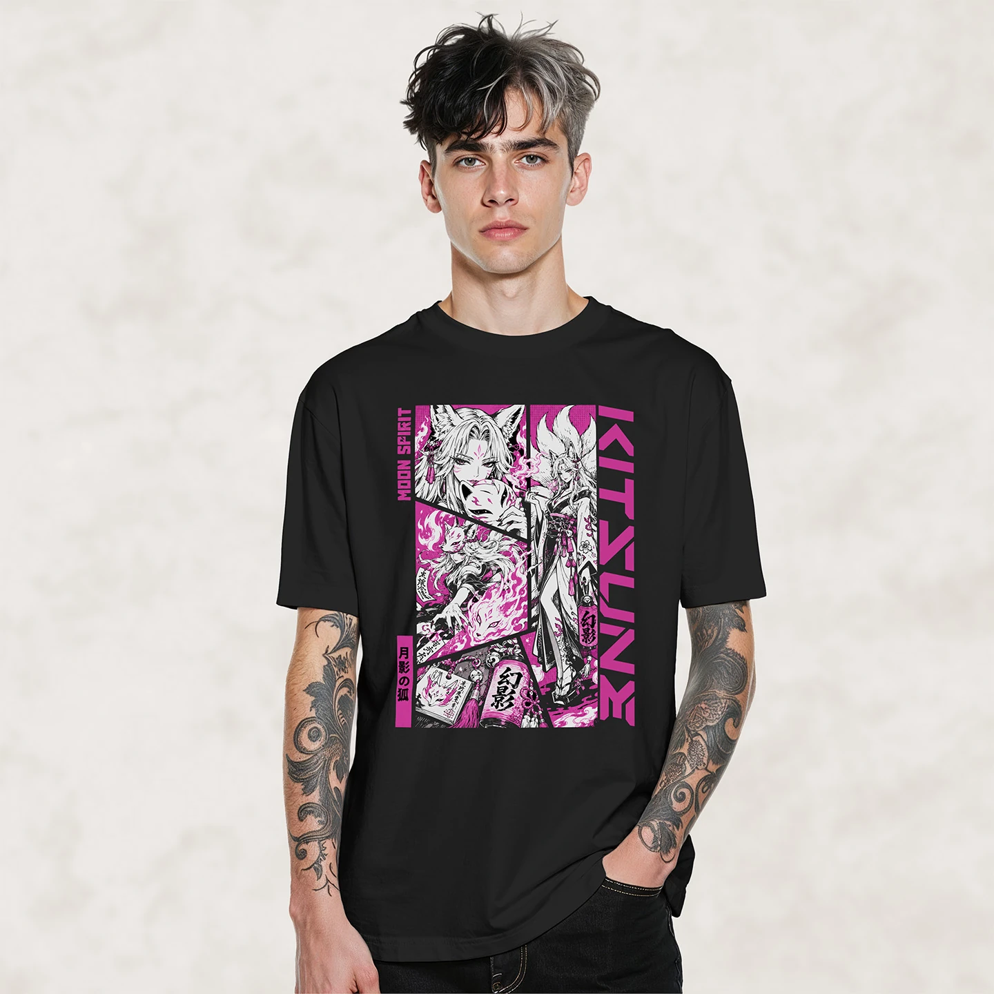 Moon Spirit Kitsune | Unisex Jersey Short Sleeve Tee - Image 2