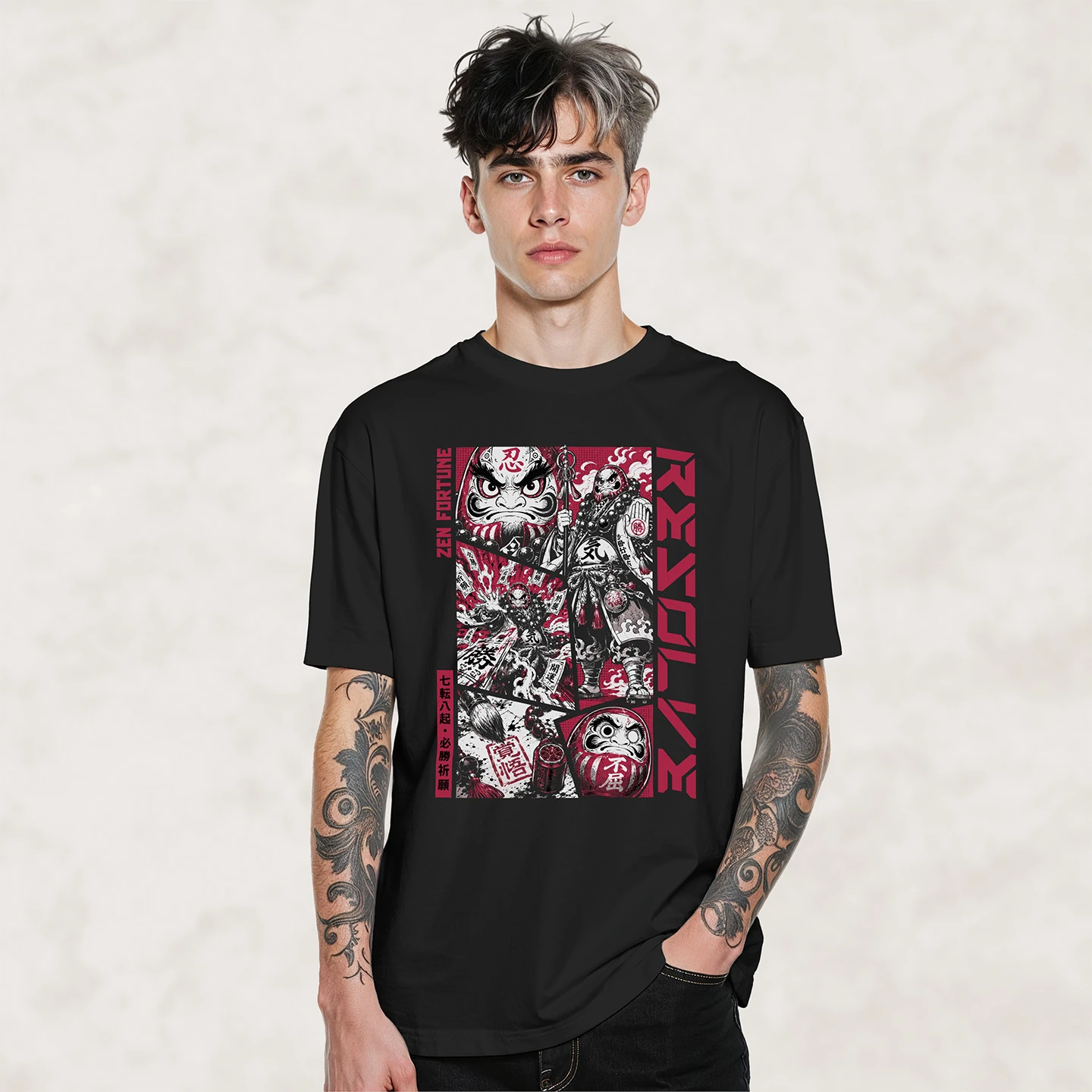 Zen Fortune Daruma | Unisex Jersey Short Sleeve Tee - Image 2