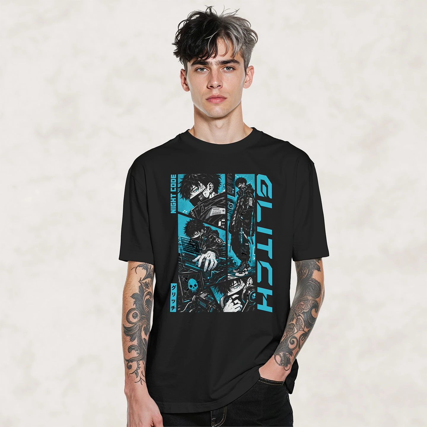 Night Code Hacker | Unisex Jersey Short Sleeve Tee - Image 2