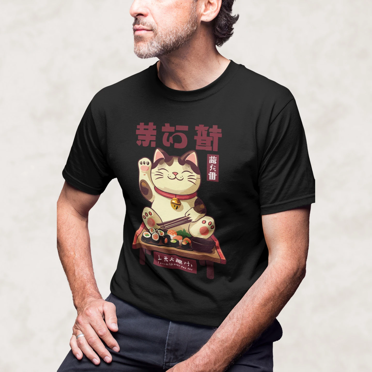 Lucky Sushi Cat | Unisex Jersey Short Sleeve Tee - Image 2