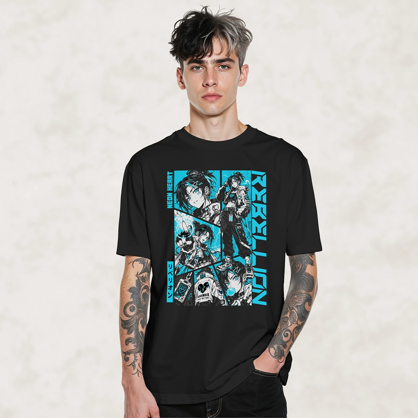 Neon Heart Rebel | Unisex Jersey Short Sleeve Tee - Image 2