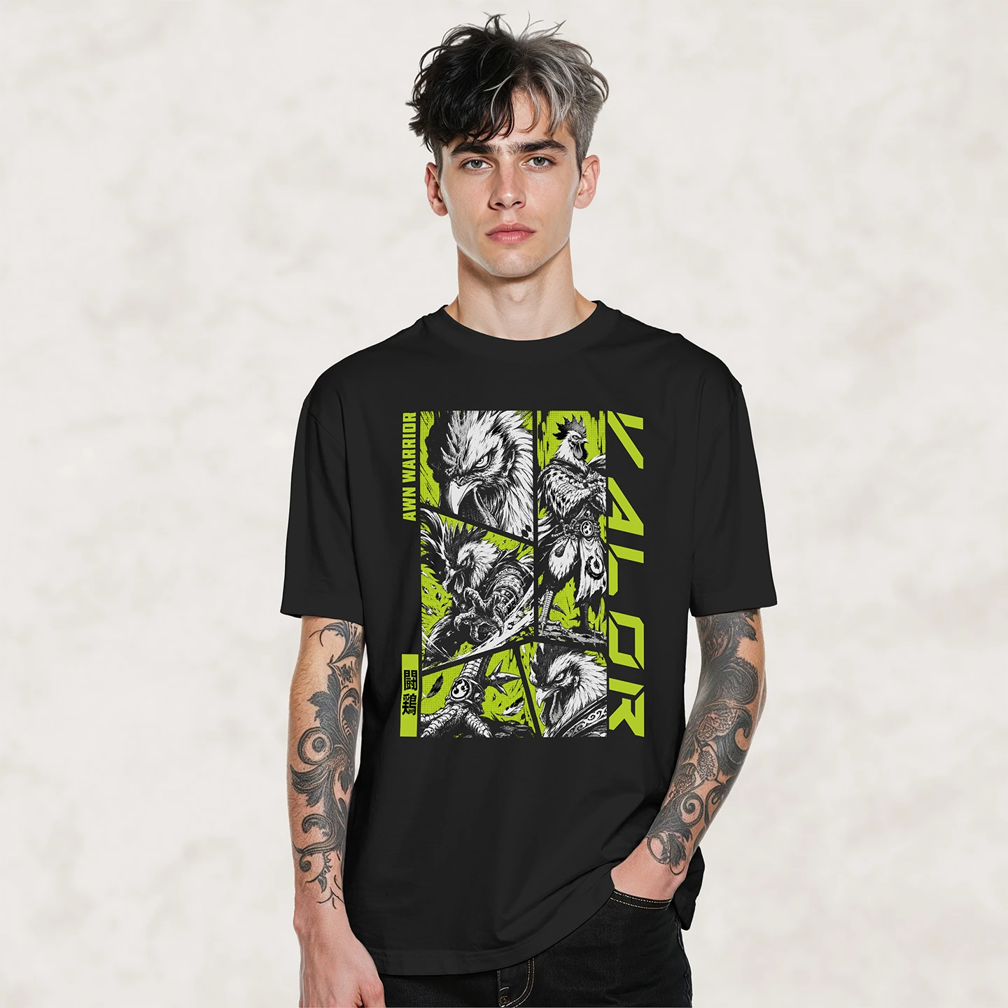 Dawn Warrior Rooster | Unisex Jersey Short Sleeve Tee - Image 2