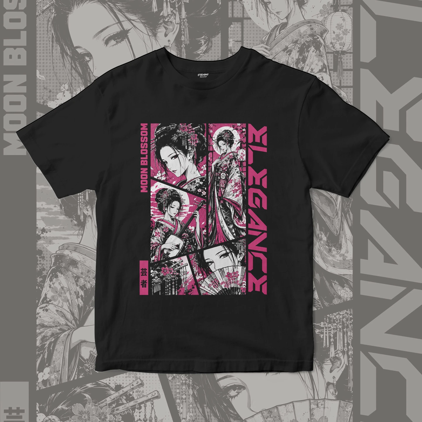 Moon Blossom Geisha | Unisex Jersey Short Sleeve Tee - Image 3