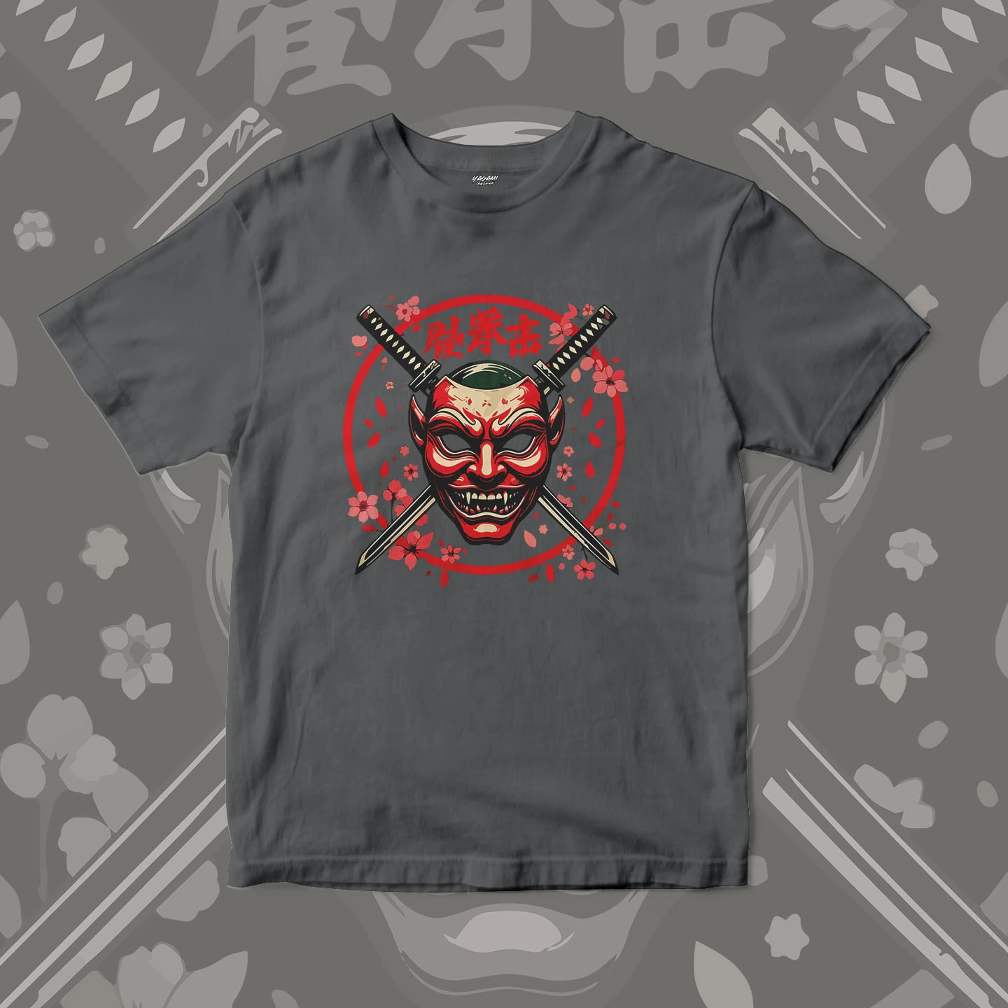 Oni Mask Sakura Blades | Unisex Jersey Short Sleeve Tee - Image 13
