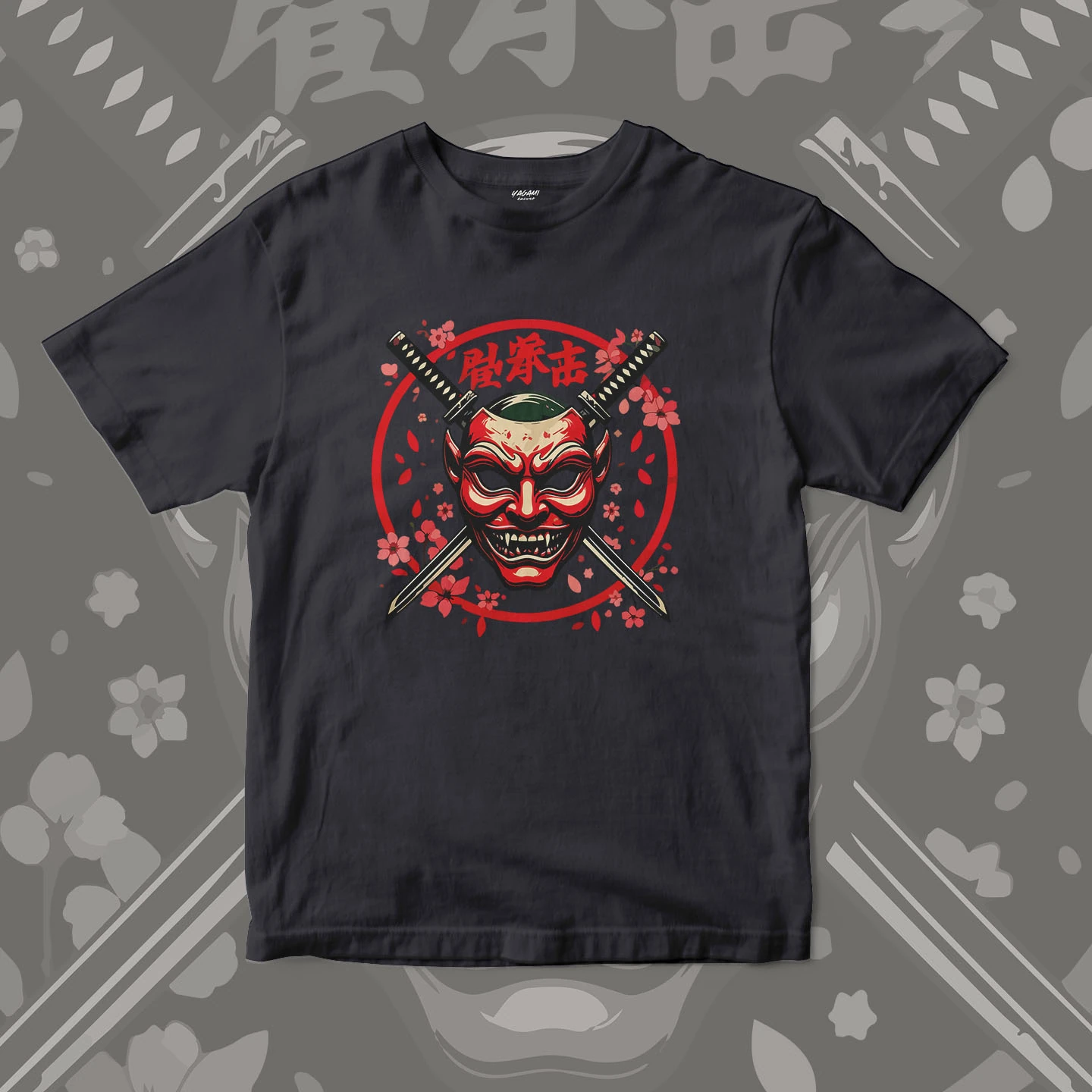 Oni Mask Sakura Blades | Unisex Jersey Short Sleeve Tee - Image 11