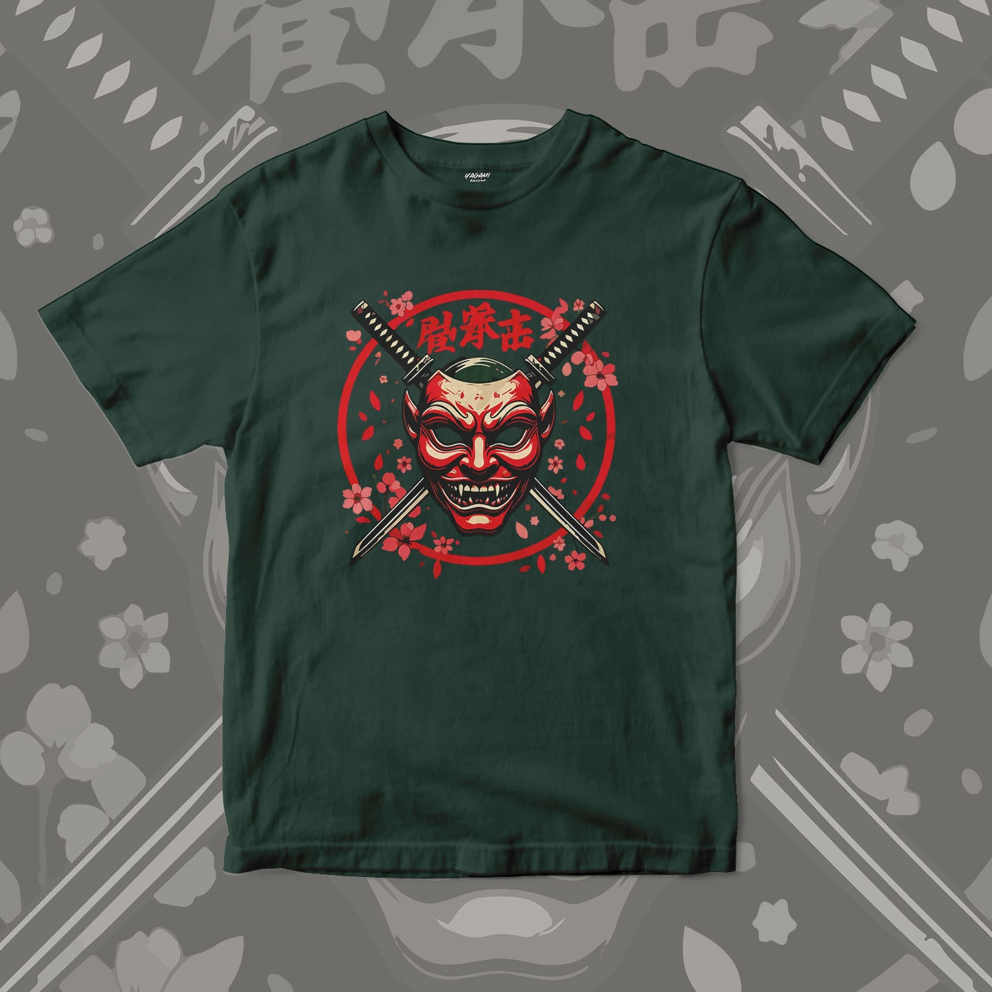 Oni Mask Sakura Blades | Unisex Jersey Short Sleeve Tee - Image 10
