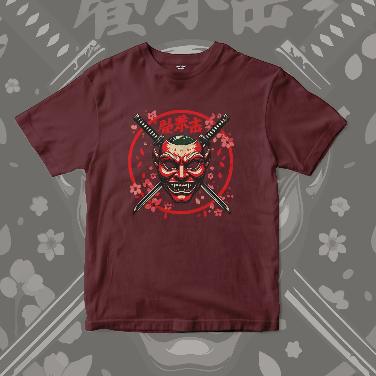 Oni Mask Sakura Blades | Unisex Jersey Short Sleeve Tee - Image 9