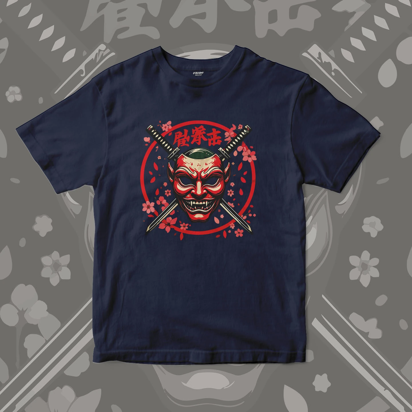Oni Mask Sakura Blades | Unisex Jersey Short Sleeve Tee - Image 8
