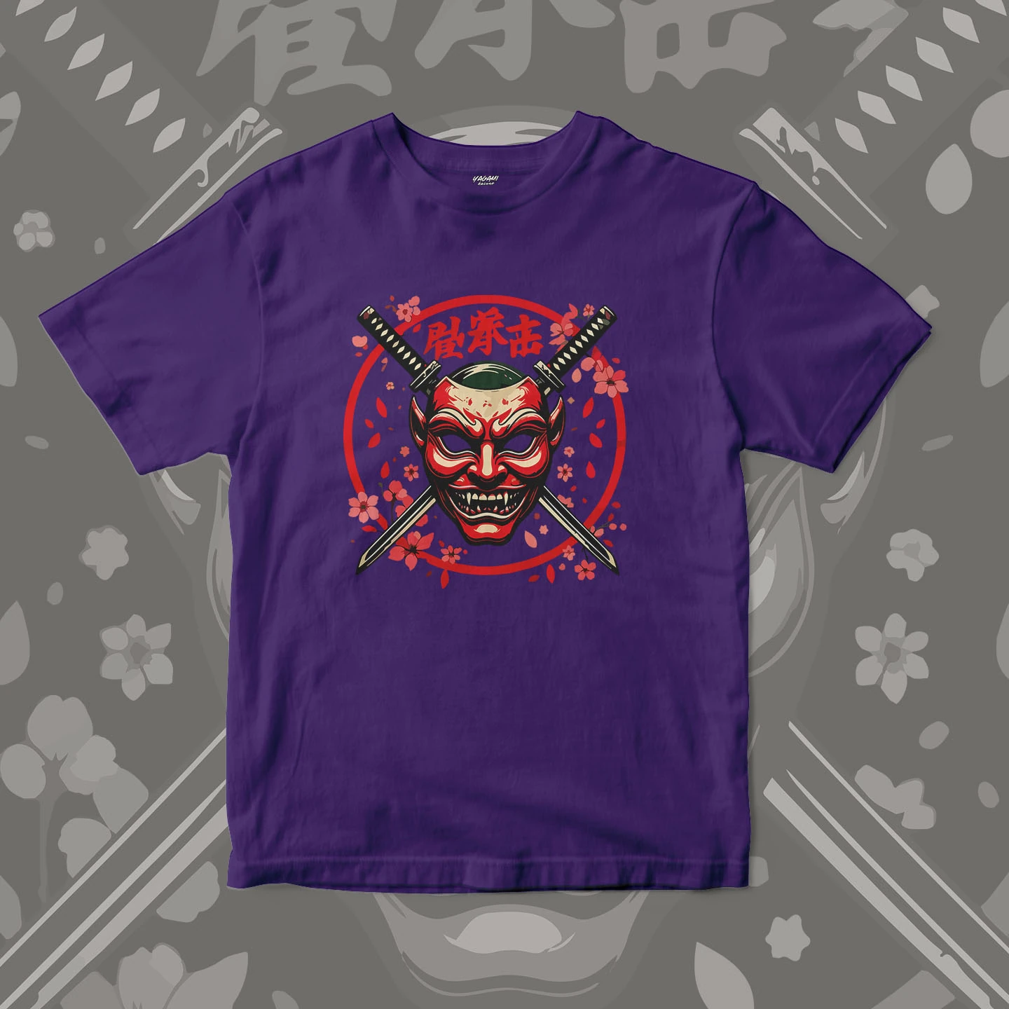 Oni Mask Sakura Blades | Unisex Jersey Short Sleeve Tee - Image 6