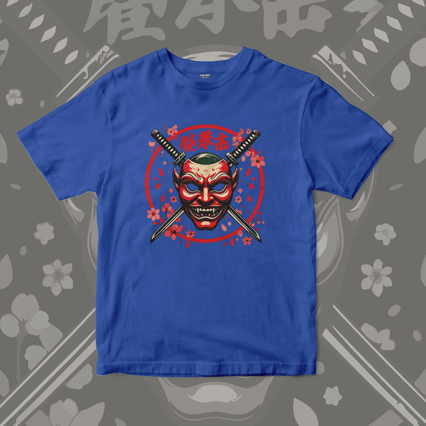 Oni Mask Sakura Blades | Unisex Jersey Short Sleeve Tee - Image 5
