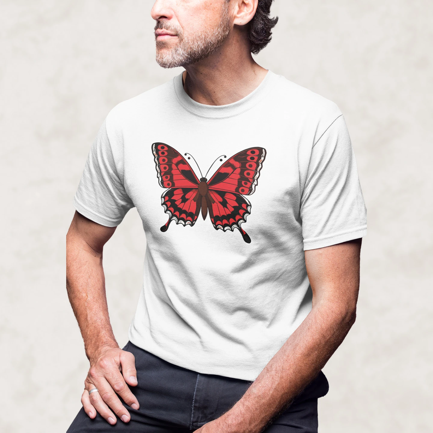 Crimson Butterfly Wings | Unisex Jersey Short Sleeve Tee - Image 2