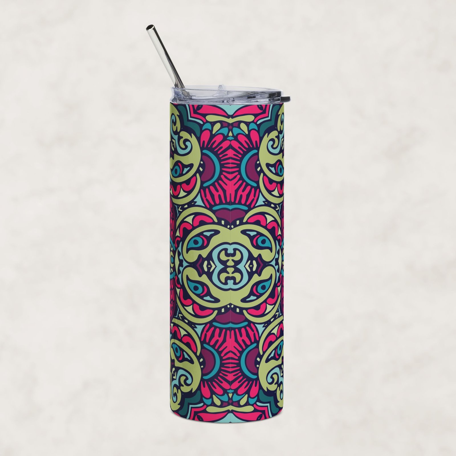Jade Petal Mandala | 20oz Stainless Steel Tumbler - Image 3