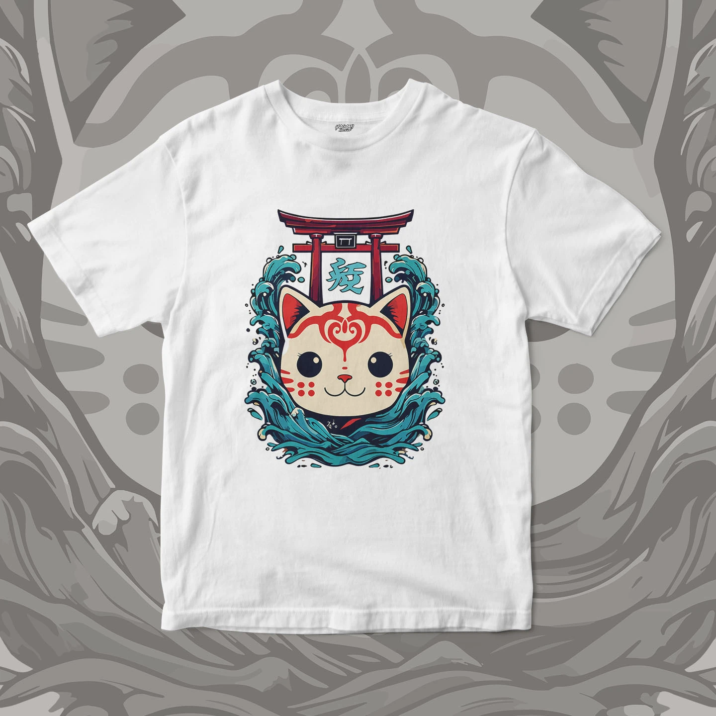 Lucky Cat Wave Gate | Unisex Jersey Short Sleeve Tee - Image 3