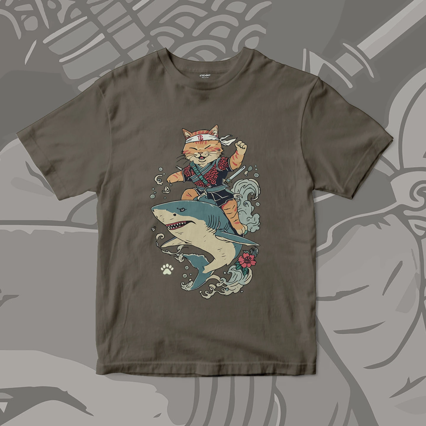 Samurai Cat Shark Ride | Unisex Jersey Short Sleeve Tee - Image 14