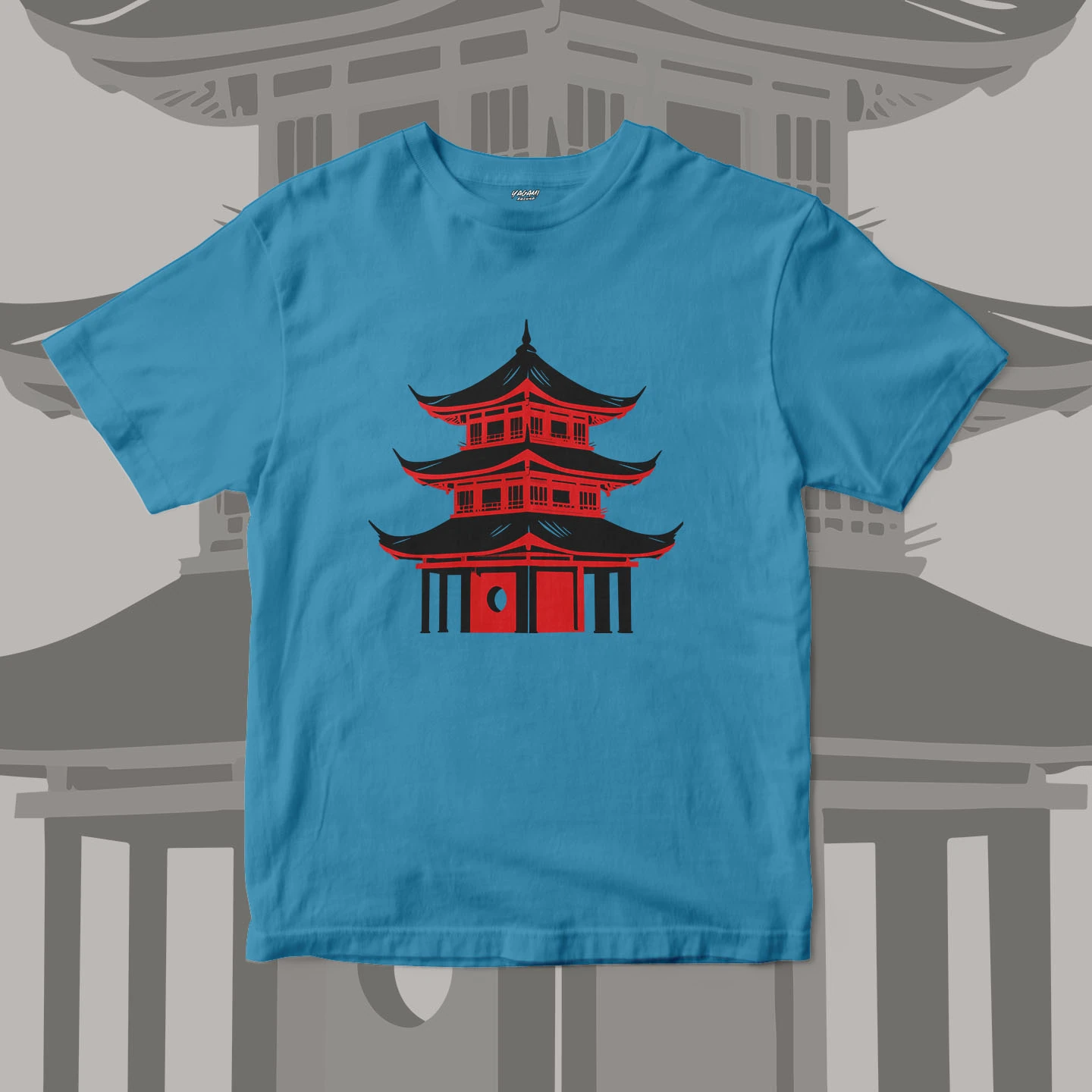 Red Pagoda Silhouette | Unisex Jersey Short Sleeve Tee - Image 4