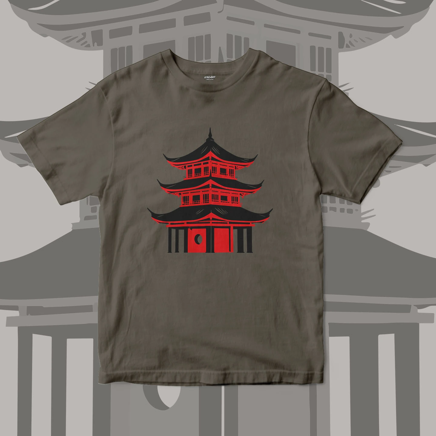 Red Pagoda Silhouette | Unisex Jersey Short Sleeve Tee - Image 5
