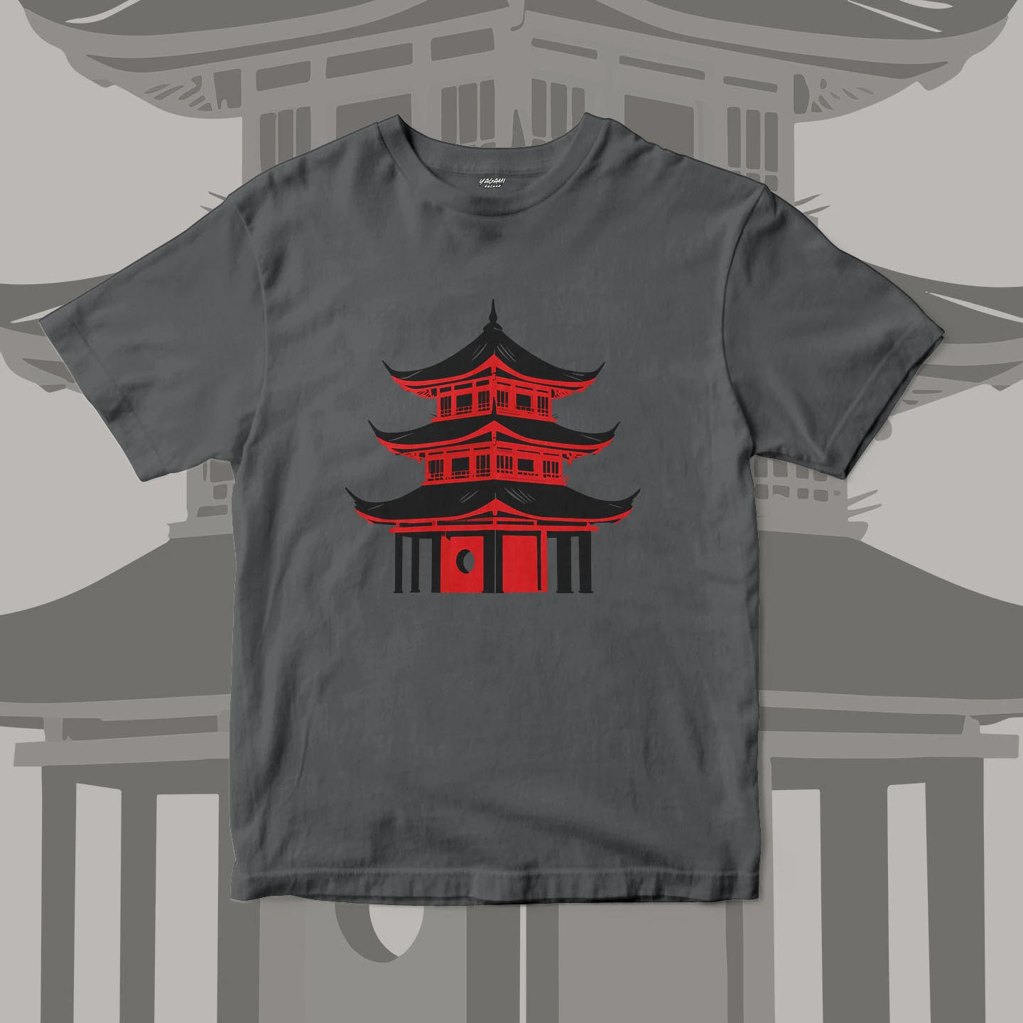 Red Pagoda Silhouette | Unisex Jersey Short Sleeve Tee - Image 6