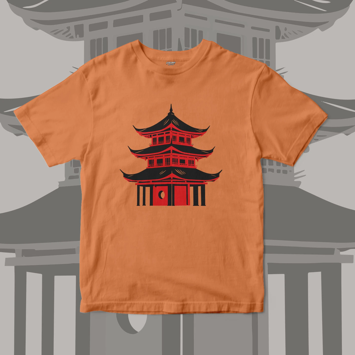 Red Pagoda Silhouette | Unisex Jersey Short Sleeve Tee - Image 7