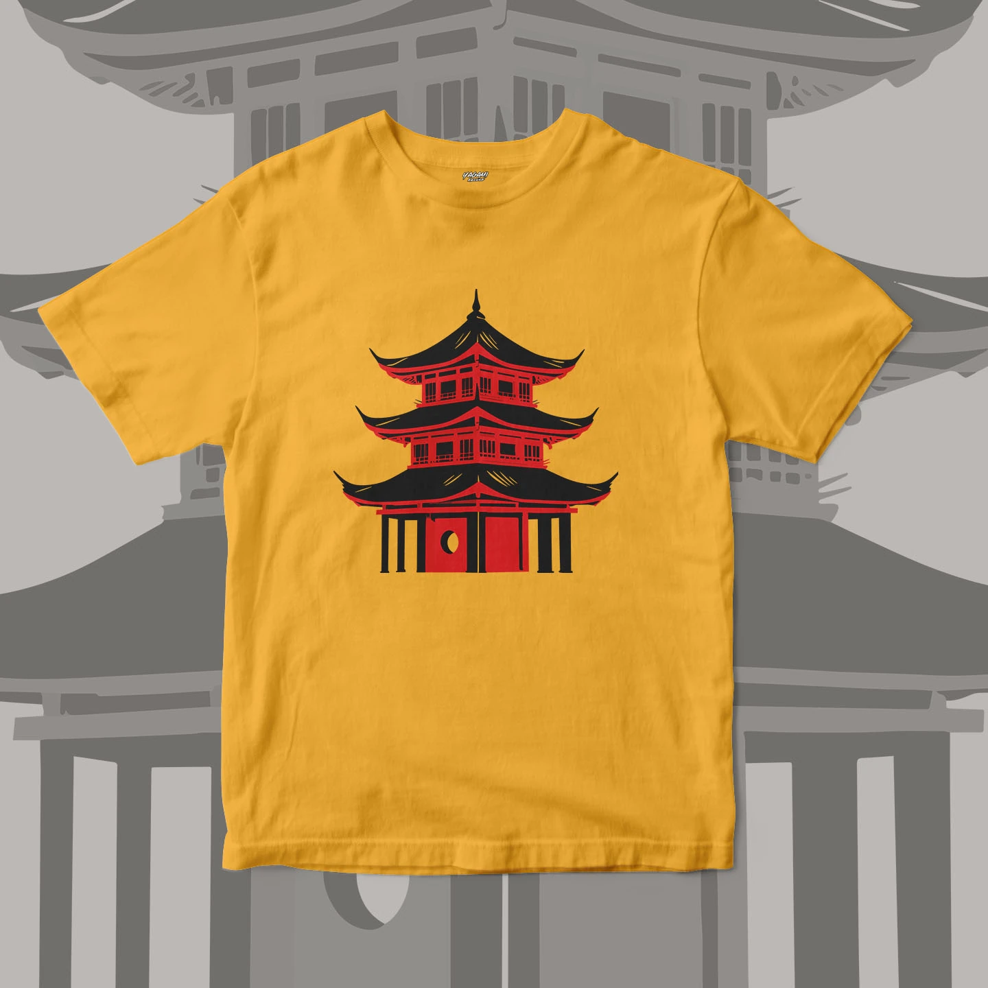 Red Pagoda Silhouette | Unisex Jersey Short Sleeve Tee - Image 9