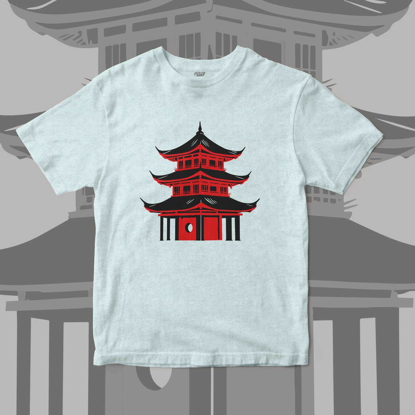Red Pagoda Silhouette | Unisex Jersey Short Sleeve Tee - Image 10