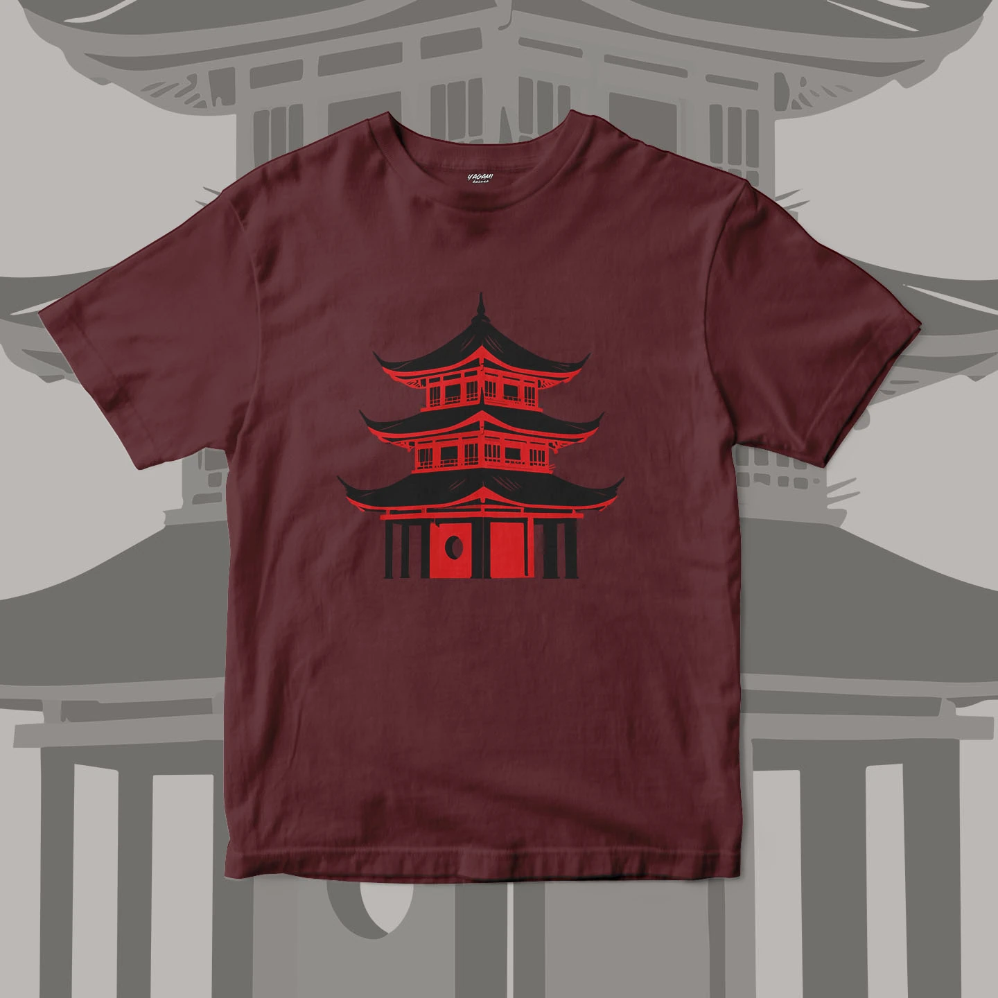 Red Pagoda Silhouette | Unisex Jersey Short Sleeve Tee - Image 11