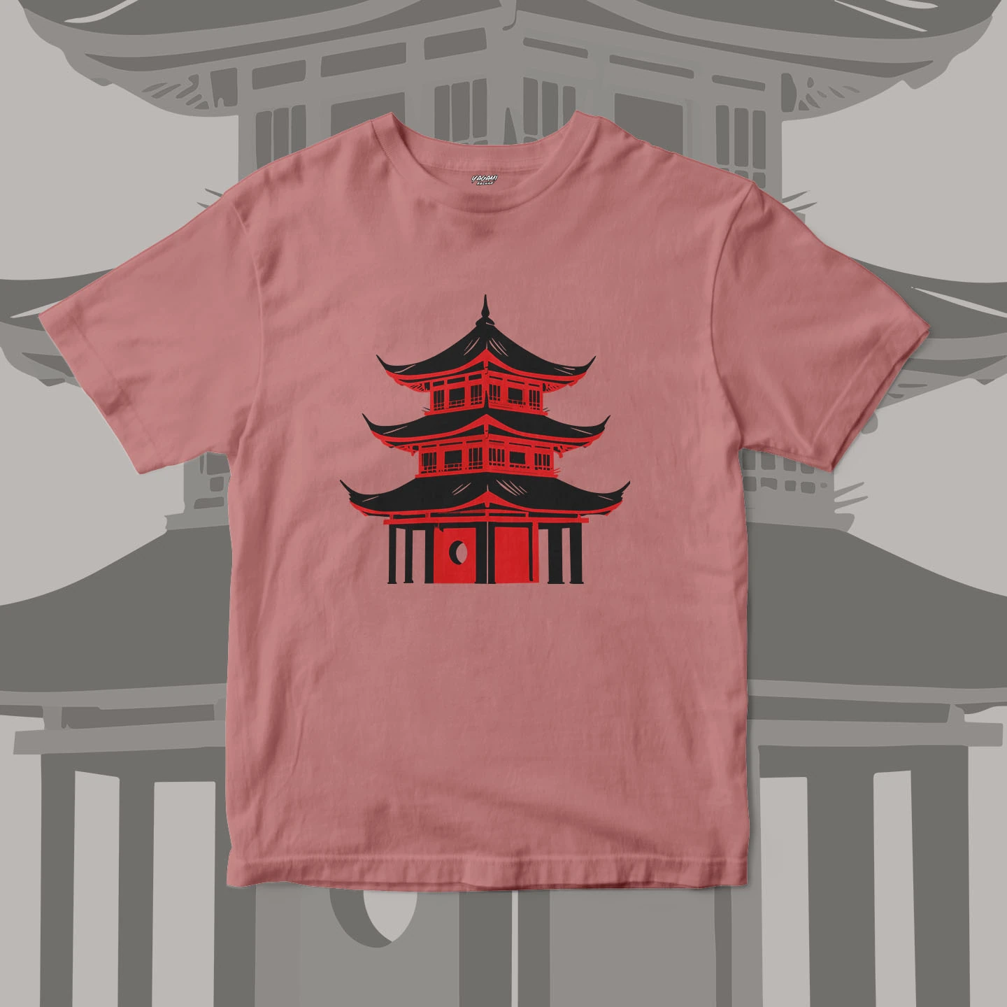 Red Pagoda Silhouette | Unisex Jersey Short Sleeve Tee - Image 8