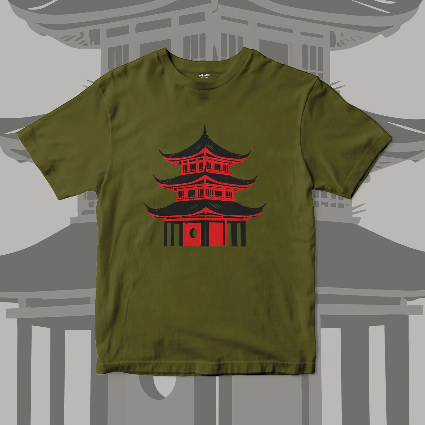 Red Pagoda Silhouette | Unisex Jersey Short Sleeve Tee - Image 12