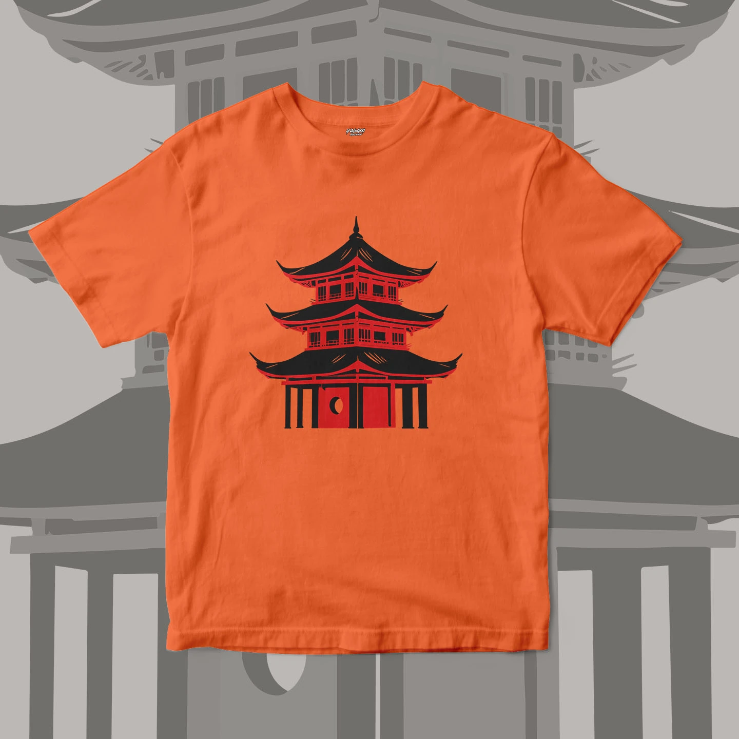 Red Pagoda Silhouette | Unisex Jersey Short Sleeve Tee - Image 13